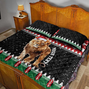 Personalized Kenya Christmas Quilt Bed Set Lion Santa - Heri Ya Krismasi!