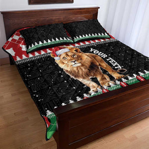 Personalized Kenya Christmas Quilt Bed Set Lion Santa - Heri Ya Krismasi!