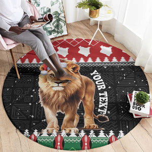 Personalized Kenya Christmas Round Carpet Lion Santa - Heri Ya Krismasi!