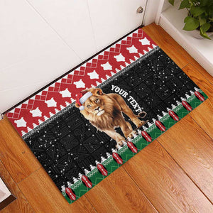 Personalized Kenya Christmas Rubber Doormat Lion Santa - Heri Ya Krismasi!