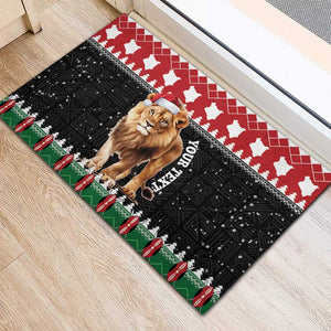 Personalized Kenya Christmas Rubber Doormat Lion Santa - Heri Ya Krismasi!