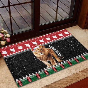 Personalized Kenya Christmas Rubber Doormat Lion Santa - Heri Ya Krismasi!