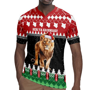 Personalized Kenya Christmas Rugby Jersey Lion Santa - Heri Ya Krismasi!