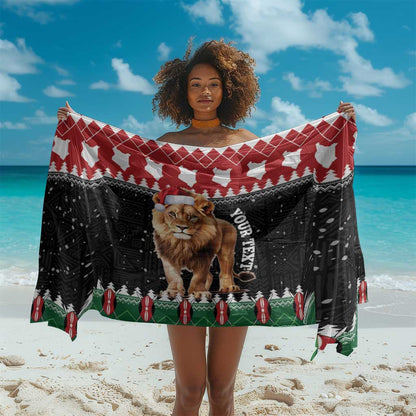 Personalized Kenya Christmas Sarong Lion Santa - Heri Ya Krismasi!