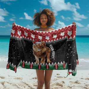 Personalized Kenya Christmas Sarong Lion Santa - Heri Ya Krismasi!