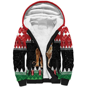 Personalized Kenya Christmas Sherpa Hoodie Lion Santa - Heri Ya Krismasi!