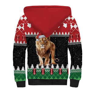 Personalized Kenya Christmas Sherpa Hoodie Lion Santa - Heri Ya Krismasi!