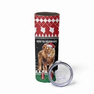 Personalized Kenya Christmas Skinny Tumbler Lion Santa - Heri Ya Krismasi!