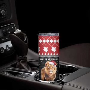 Personalized Kenya Christmas Skinny Tumbler Lion Santa - Heri Ya Krismasi!