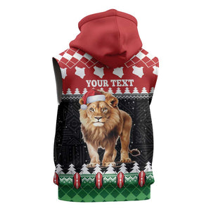Personalized Kenya Christmas Sleeveless Zip Hoodie Lion Santa - Heri Ya Krismasi! - African Pride