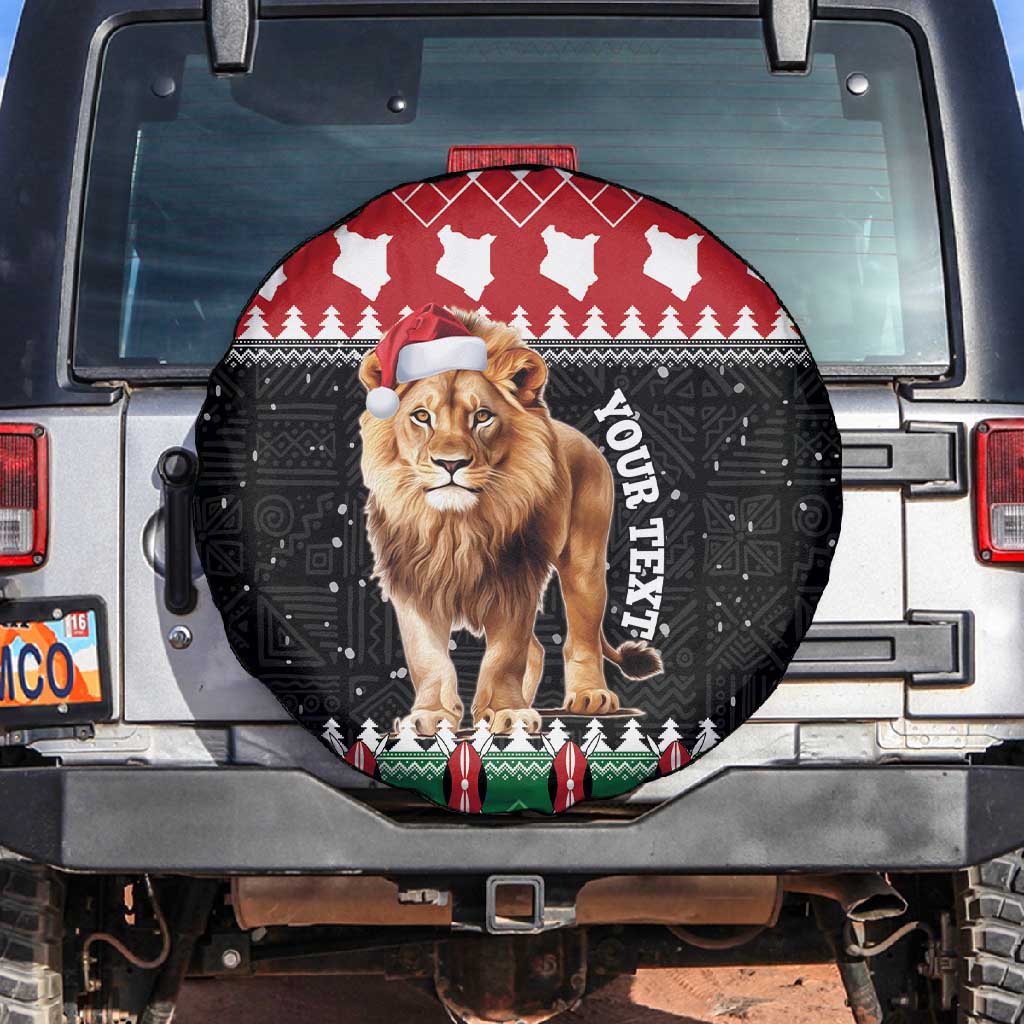 Personalized Kenya Christmas Spare Tire Cover Lion Santa - Heri Ya Krismasi!