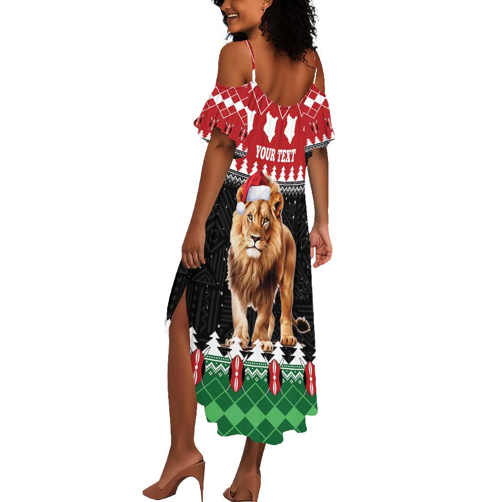 Personalized Kenya Christmas Summer Maxi Dress Lion Santa - Heri Ya Krismasi!