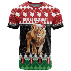 Personalized Kenya Christmas T shirt Lion Santa - Heri Ya Krismasi!