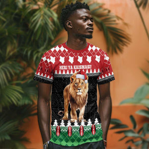 Personalized Kenya Christmas T shirt Lion Santa - Heri Ya Krismasi!