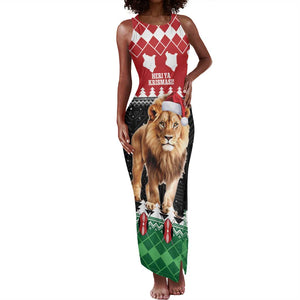 Personalized Kenya Christmas Tank Maxi Dress Lion Santa - Heri Ya Krismasi!