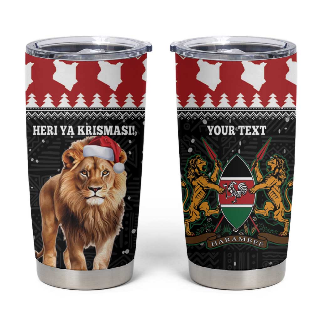 Personalized Kenya Christmas Tumbler Cup Lion Santa - Heri Ya Krismasi!