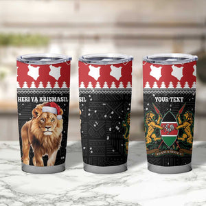 Personalized Kenya Christmas Tumbler Cup Lion Santa - Heri Ya Krismasi!