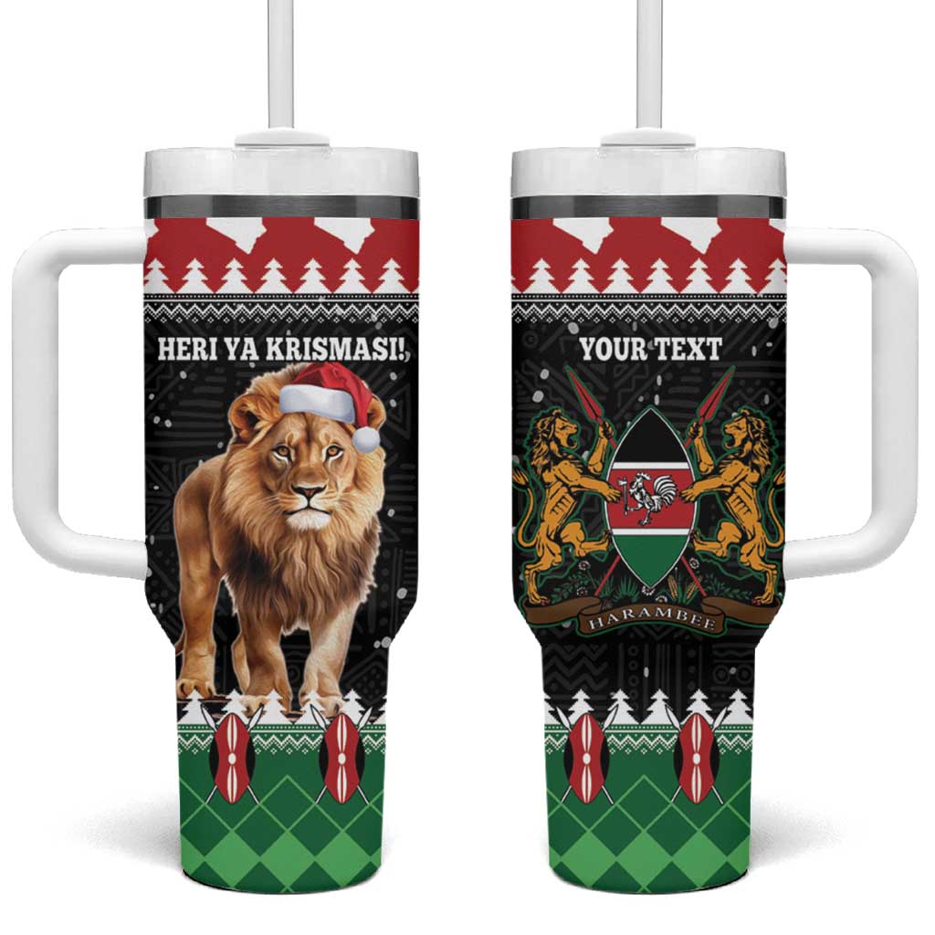 Personalized Kenya Christmas Tumbler With Handle Lion Santa - Heri Ya Krismasi!