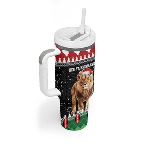 Personalized Kenya Christmas Tumbler With Handle Lion Santa - Heri Ya Krismasi!