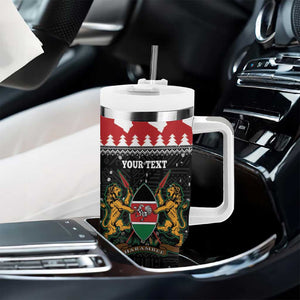 Personalized Kenya Christmas Tumbler With Handle Lion Santa - Heri Ya Krismasi!