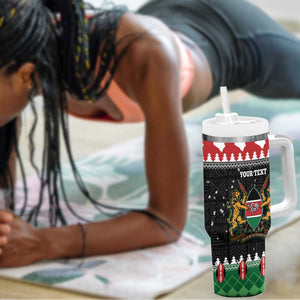 Personalized Kenya Christmas Tumbler With Handle Lion Santa - Heri Ya Krismasi!