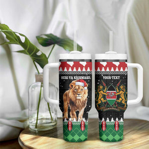 Personalized Kenya Christmas Tumbler With Handle Lion Santa - Heri Ya Krismasi!