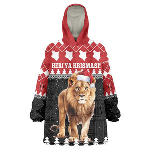 Personalized Kenya Christmas Wearable Blanket Hoodie Lion Santa - Heri Ya Krismasi!