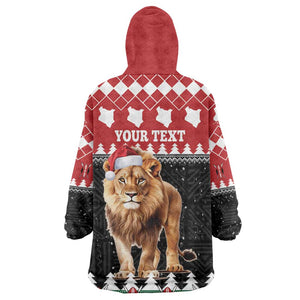 Personalized Kenya Christmas Wearable Blanket Hoodie Lion Santa - Heri Ya Krismasi!