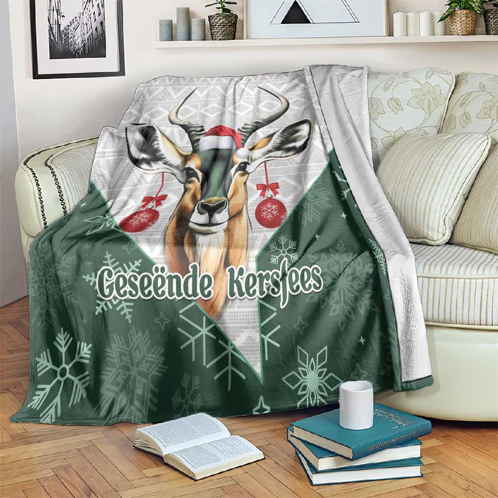 South Africa Springboks Christmas Blanket Bokke Santa - Geseende Kersfees