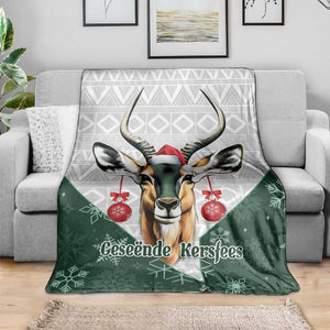 South Africa Springboks Christmas Blanket Bokke Santa - Geseende Kersfees