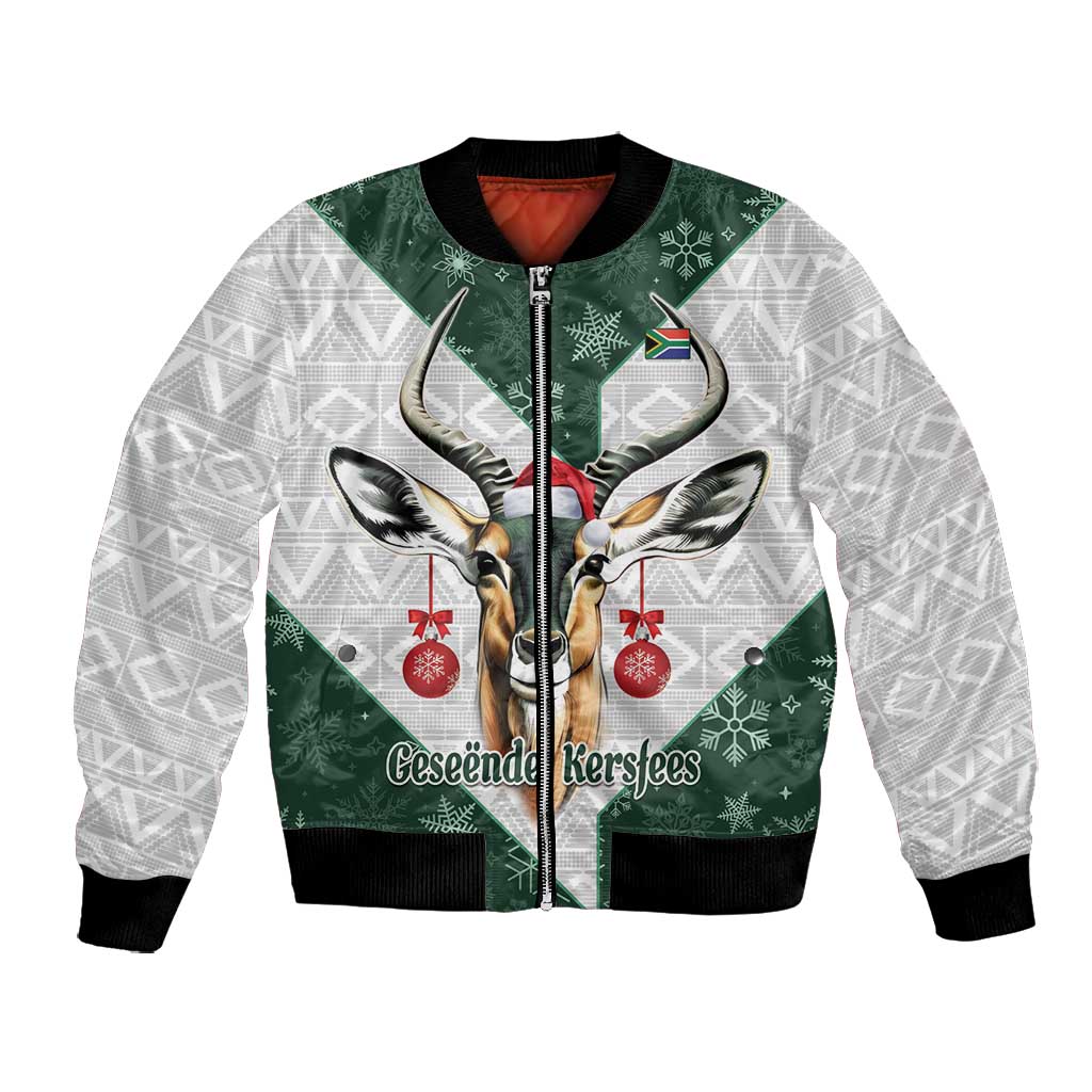 South Africa Springboks Christmas Bomber Jacket Bokke Santa - Geseende Kersfees