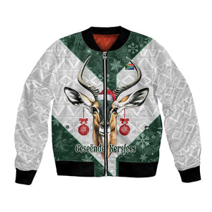 South Africa Springboks Christmas Bomber Jacket Bokke Santa - Geseende Kersfees