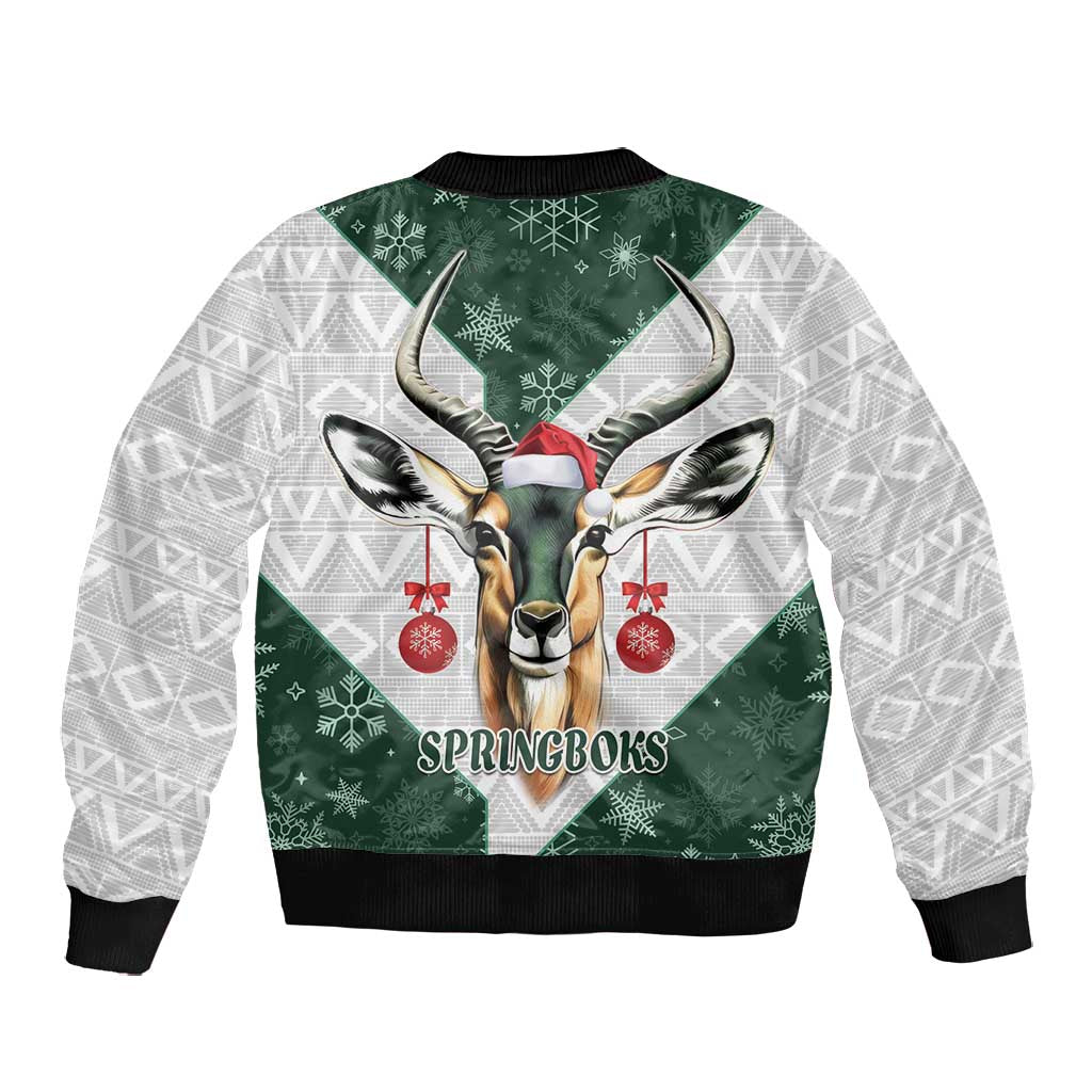 South Africa Springboks Christmas Bomber Jacket Bokke Santa - Geseende Kersfees