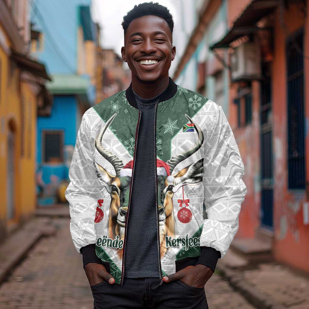 South Africa Springboks Christmas Bomber Jacket Bokke Santa - Geseende Kersfees