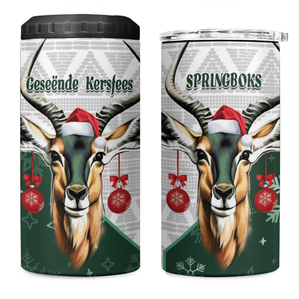 South Africa Springboks Christmas 4 in 1 Can Cooler Tumbler Bokke Santa - Geseende Kersfees