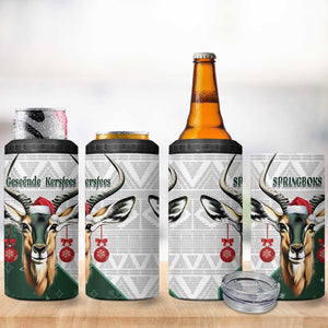 South Africa Springboks Christmas 4 in 1 Can Cooler Tumbler Bokke Santa - Geseende Kersfees