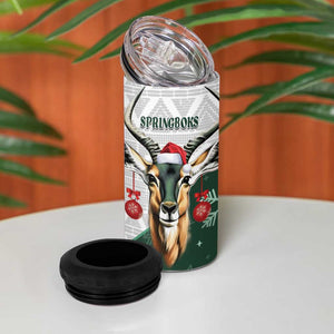 South Africa Springboks Christmas 4 in 1 Can Cooler Tumbler Bokke Santa - Geseende Kersfees