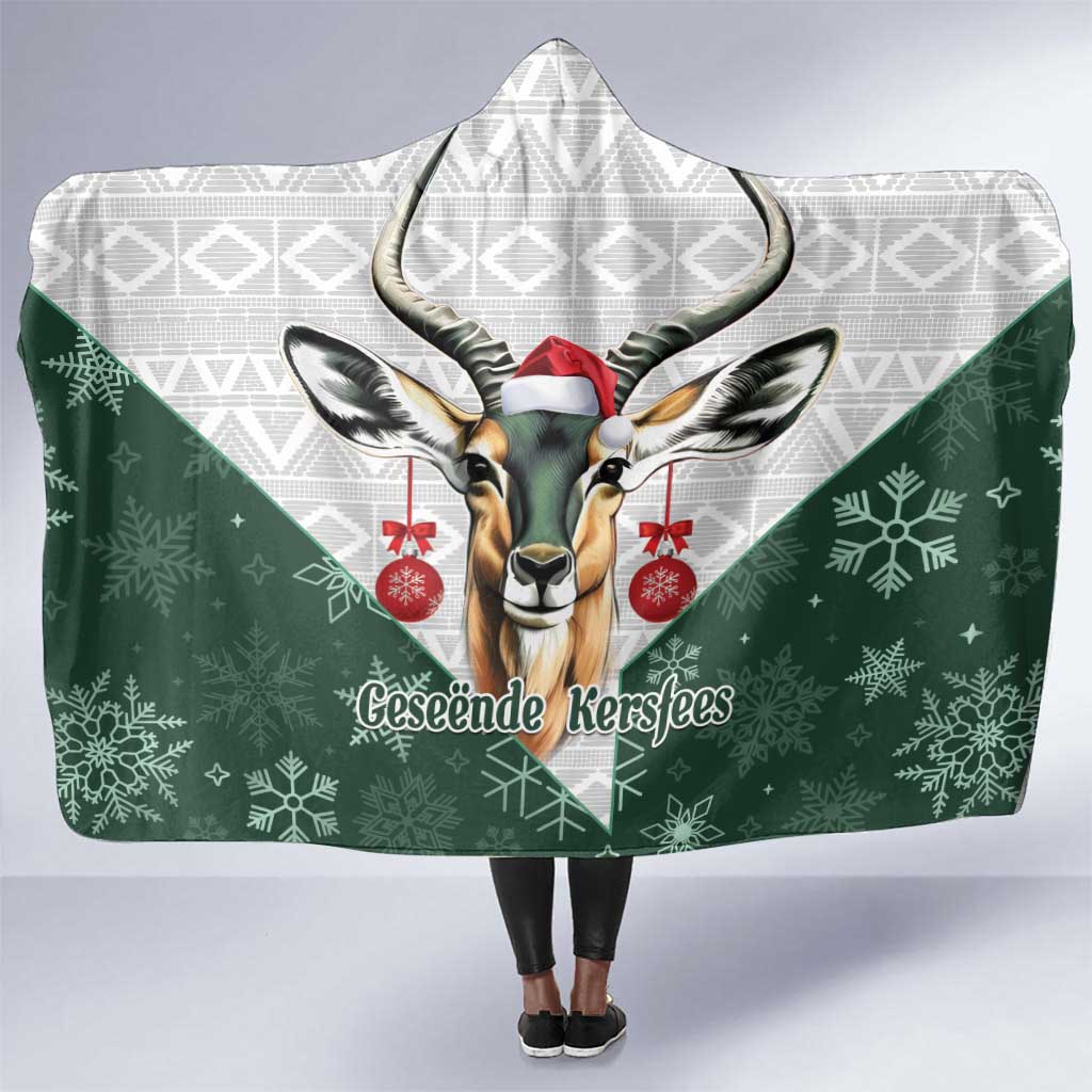 South Africa Springboks Christmas Hooded Blanket Bokke Santa - Geseende Kersfees