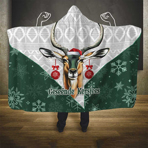 South Africa Springboks Christmas Hooded Blanket Bokke Santa - Geseende Kersfees