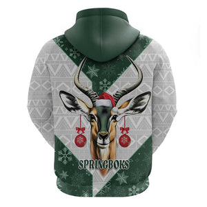 South Africa Springboks Christmas Hoodie Bokke Santa - Geseende Kersfees