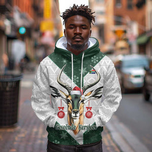 South Africa Springboks Christmas Hoodie Bokke Santa - Geseende Kersfees