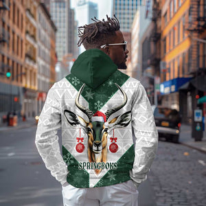 South Africa Springboks Christmas Hoodie Bokke Santa - Geseende Kersfees