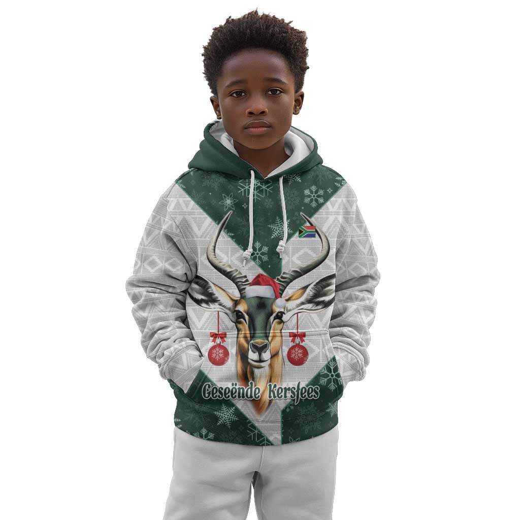 South Africa Springboks Christmas Kid Hoodie Bokke Santa - Geseende Kersfees