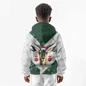 South Africa Springboks Christmas Kid Hoodie Bokke Santa - Geseende Kersfees