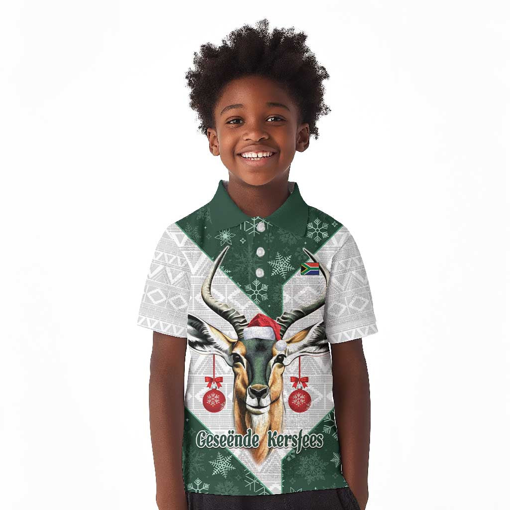 South Africa Springboks Christmas Kid Polo Shirt Bokke Santa - Geseende Kersfees