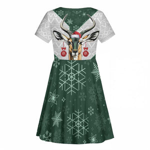 South Africa Springboks Christmas Kid Short Sleeve Dress Bokke Santa - Geseende Kersfees