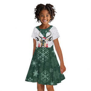 South Africa Springboks Christmas Kid Short Sleeve Dress Bokke Santa - Geseende Kersfees