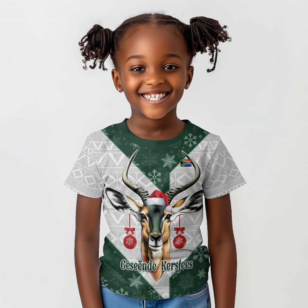 South Africa Springboks Christmas Kid T shirt Bokke Santa - Geseende Kersfees