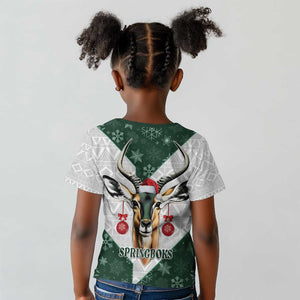 South Africa Springboks Christmas Kid T shirt Bokke Santa - Geseende Kersfees