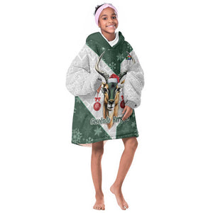 South Africa Springboks Christmas Kid Wearable Blanket Hoodie Bokke Santa - Geseende Kersfees